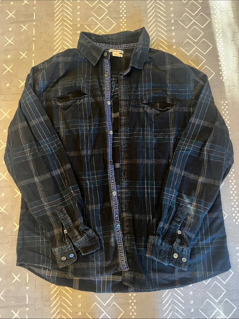 Men’s Carbon2Cobalt corduroy plaid button down shirt